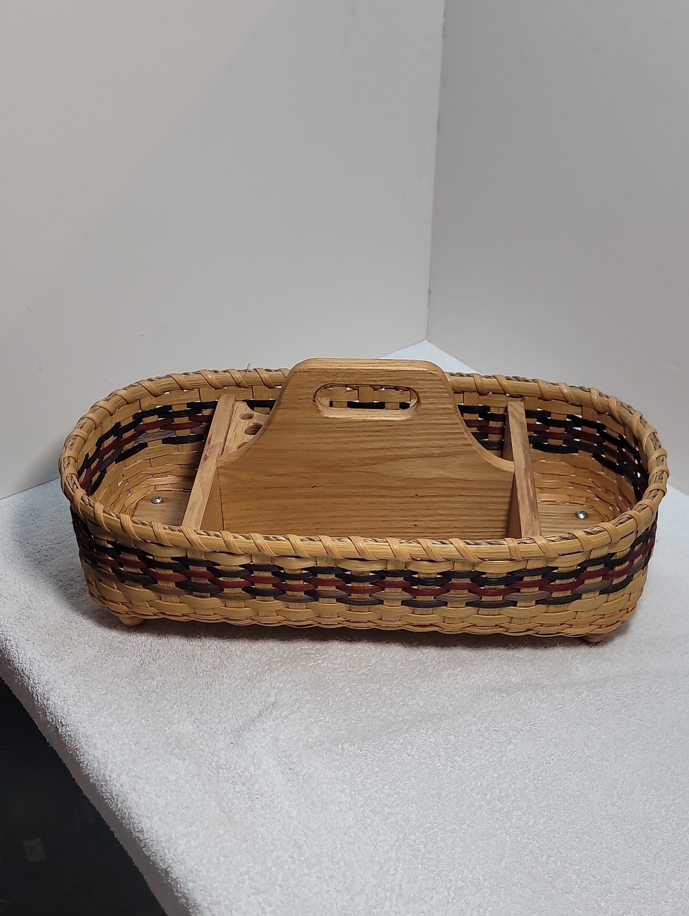 Woven Bamboo and Rattan Caddy Organizer - Natural Brown EUC